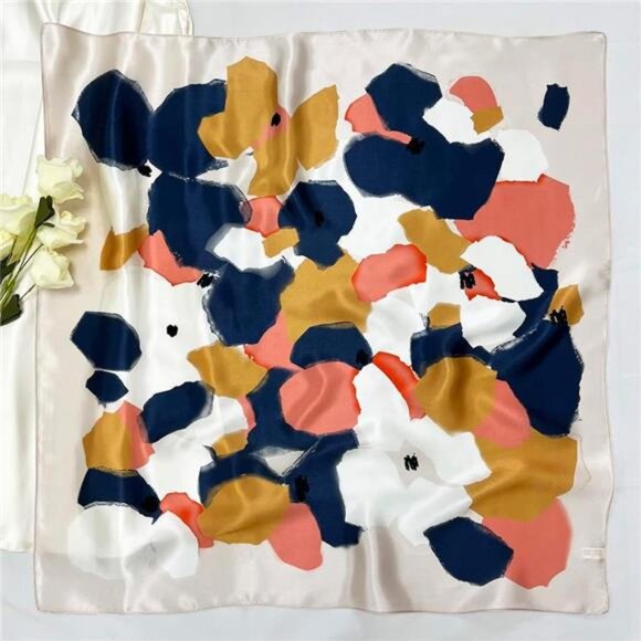 Mulberry Silk Scarf – 27" Square Head Scarf for Women, Lightweight Neck Scarf - Picture 6 of 8